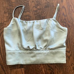 Sage Green Silk Crop Top